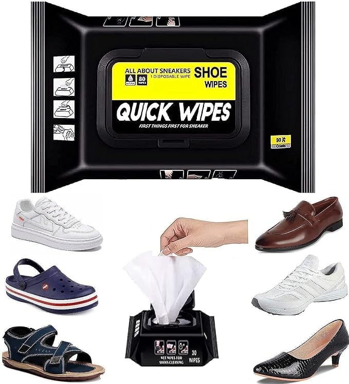 KEXES Natural Sneaker & Shoe Cleaner Wipes Pack of 1(80wipes) Portable Sneakers Cleaner Shoe Wipes Quickly Remove Dirt & Stains - These Disposable Shoe Cleaning Wipes Can Be Used On Most Footwear