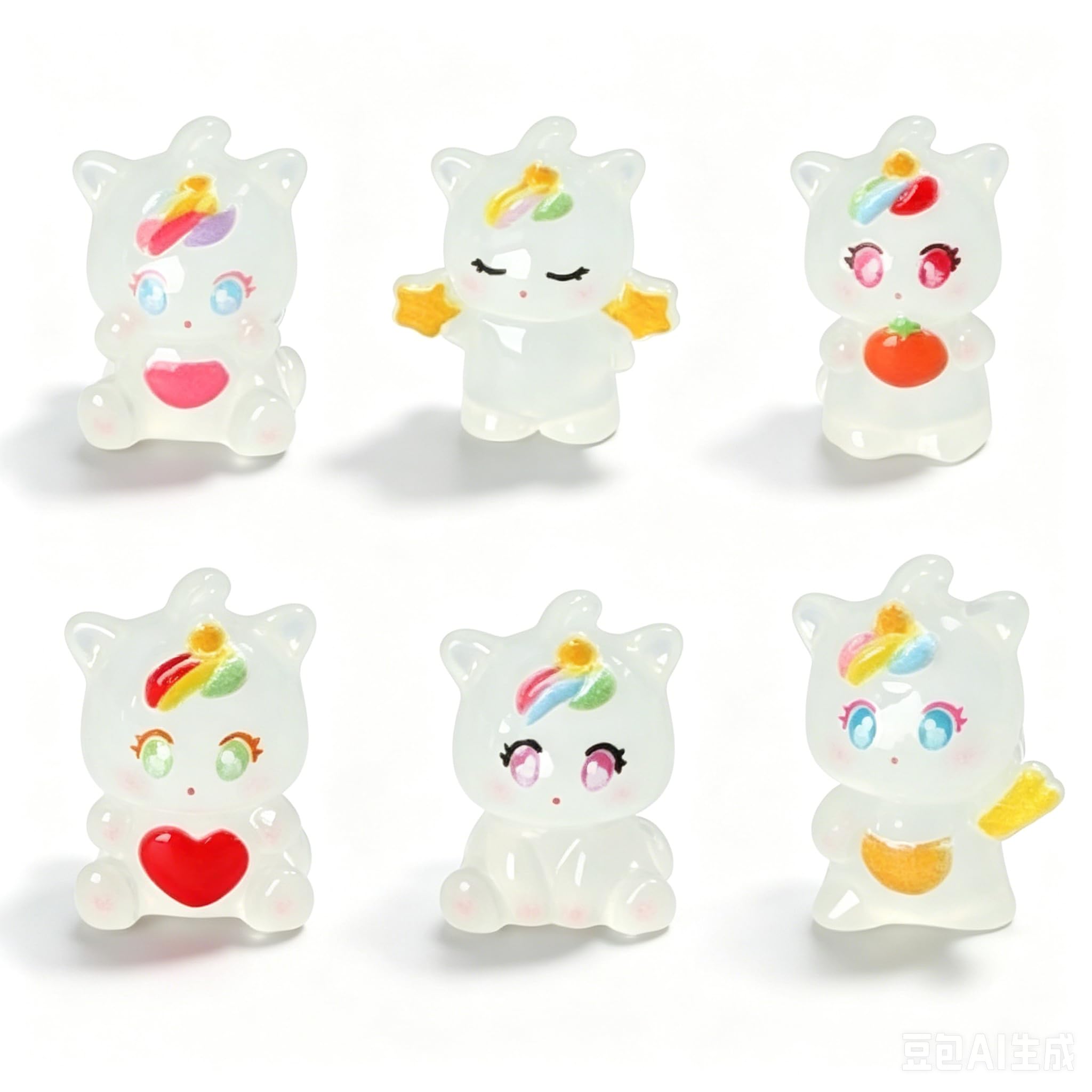 Muiltvoe 6 Pcs Mini Unicorn Figurines Colorful Tiny Resin Luminous Animals Cute Little Resin Animals Figures For Fairy Garden Landscape Car Dashboard Dollhouse Cake Tabletop Room Decor