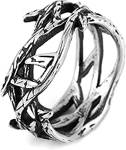 HZMAN Jesus Crown of Thorns Ring for Men Gothic Stainless Steel Pinky Ring