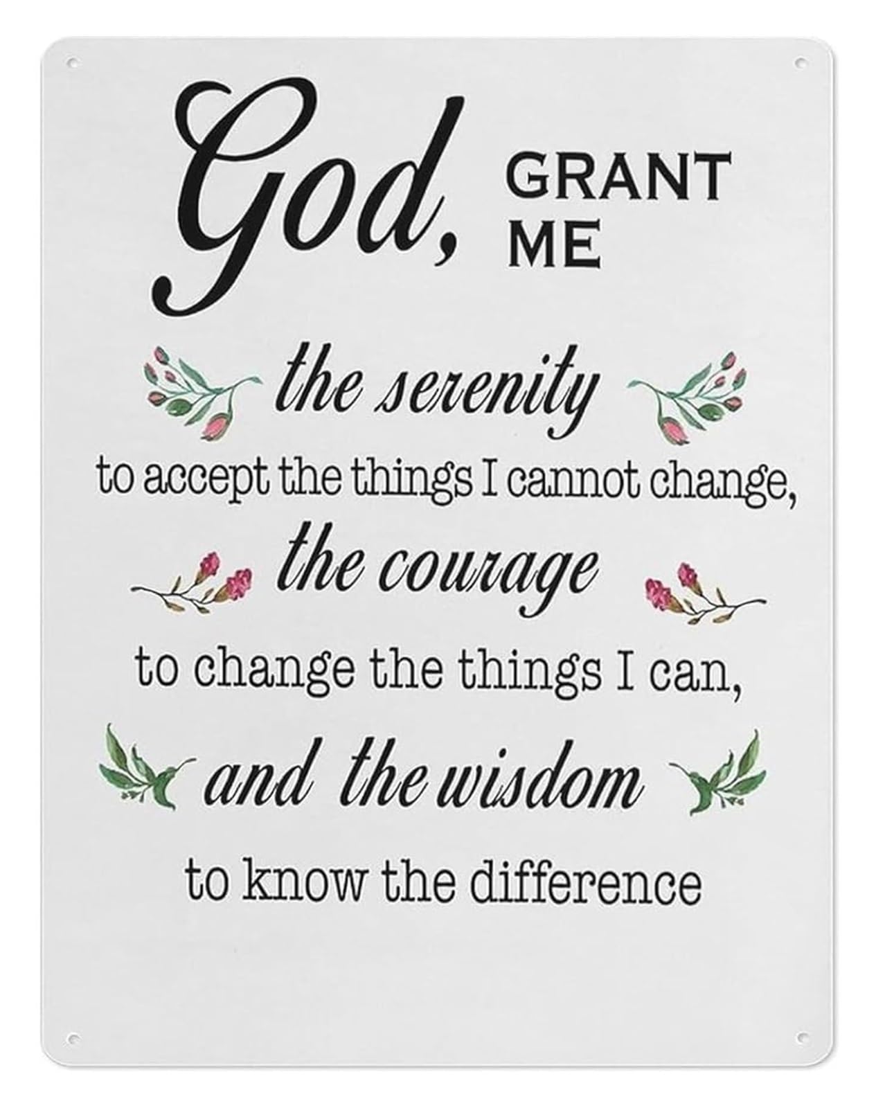 MQXFCZUX Serenity Prayer Bible Verse Aluminum Metal Sign Inspirational Christian Wall Decor for Bedroom Office Living Room (8 X 12 in)