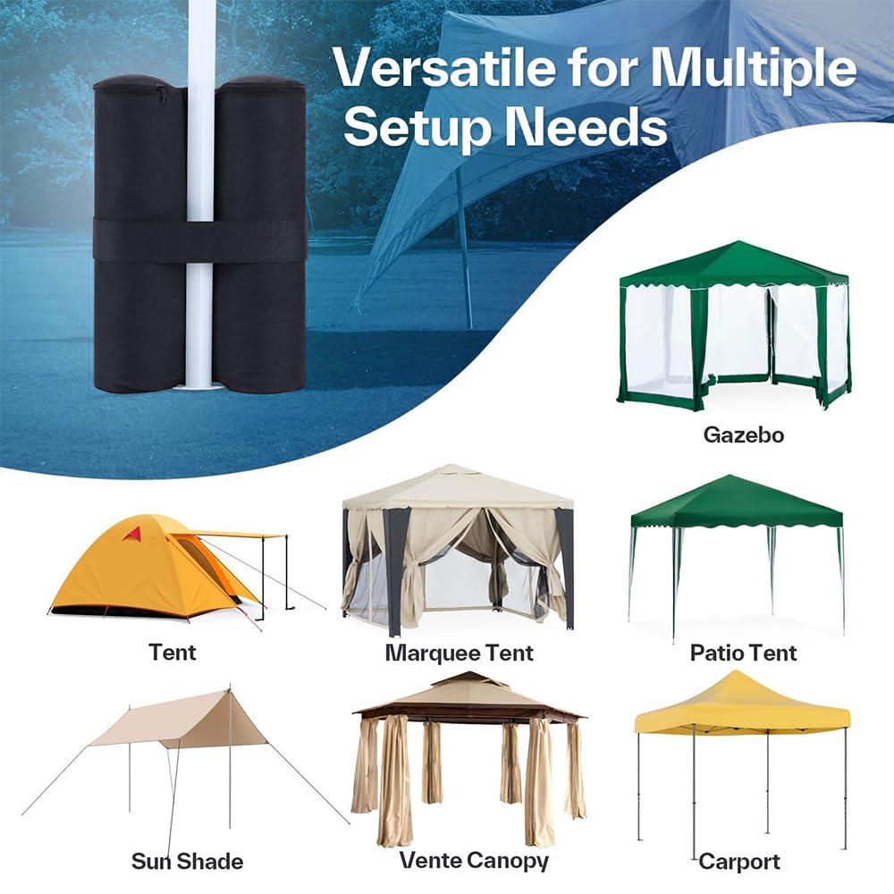 Pesi per Gazebo da Estern,8 Pezzi Sacchi Sabbia, Zavorre per Gazebo,Due Tasche, Pesi per Gazebo,Resistente ai raggi UV, Resistente a Vento Forte,Per Esterni, Ombrelloni da Tenda,Treppiedi