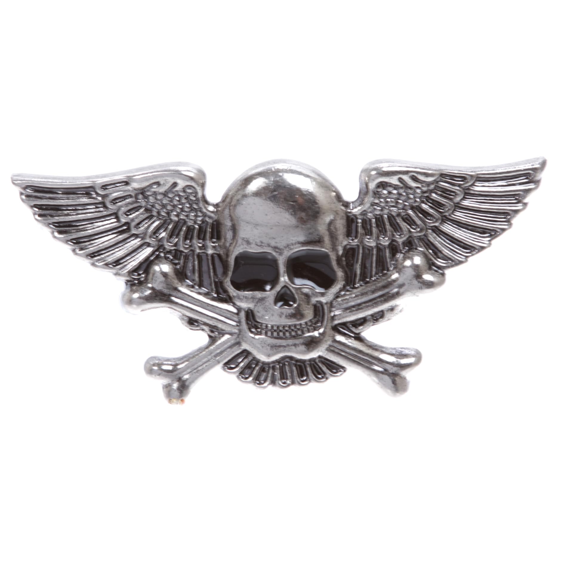 Winged Skull and Cross Bone Pirate Belt Buckle, Antique Silver