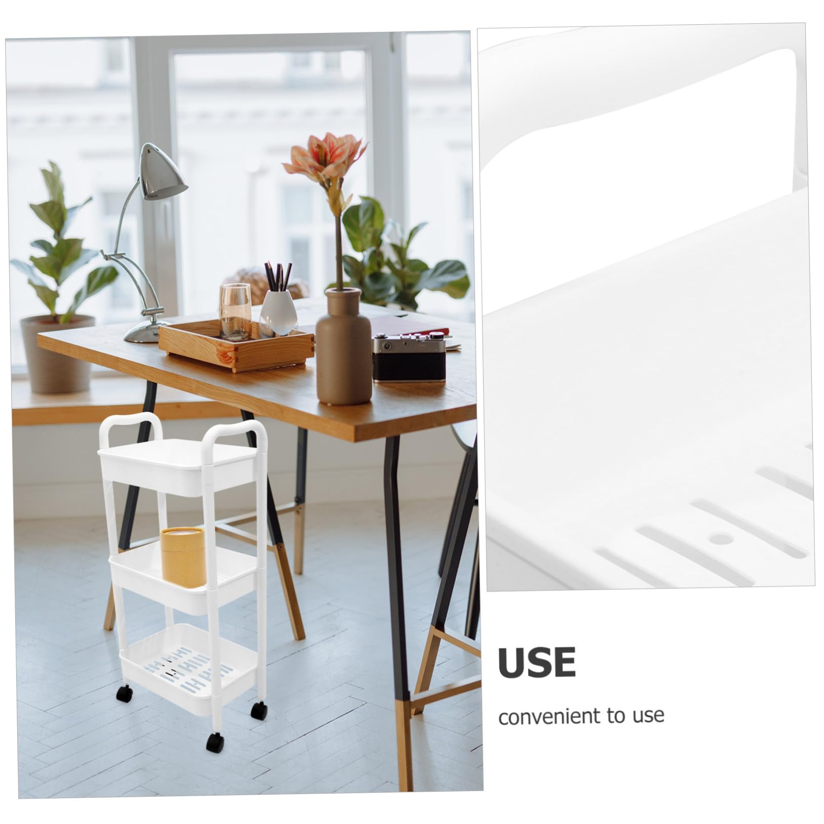 Carrello Mobile Portaoggetti Con Ruote, Ripiano Portaoggetti Multifunzione in Pp, Carrello Di Stoccaggio Compatto Per Cucina, Bagno e Ufficio, Organizzatore Salvaspazio a 3 Livelli