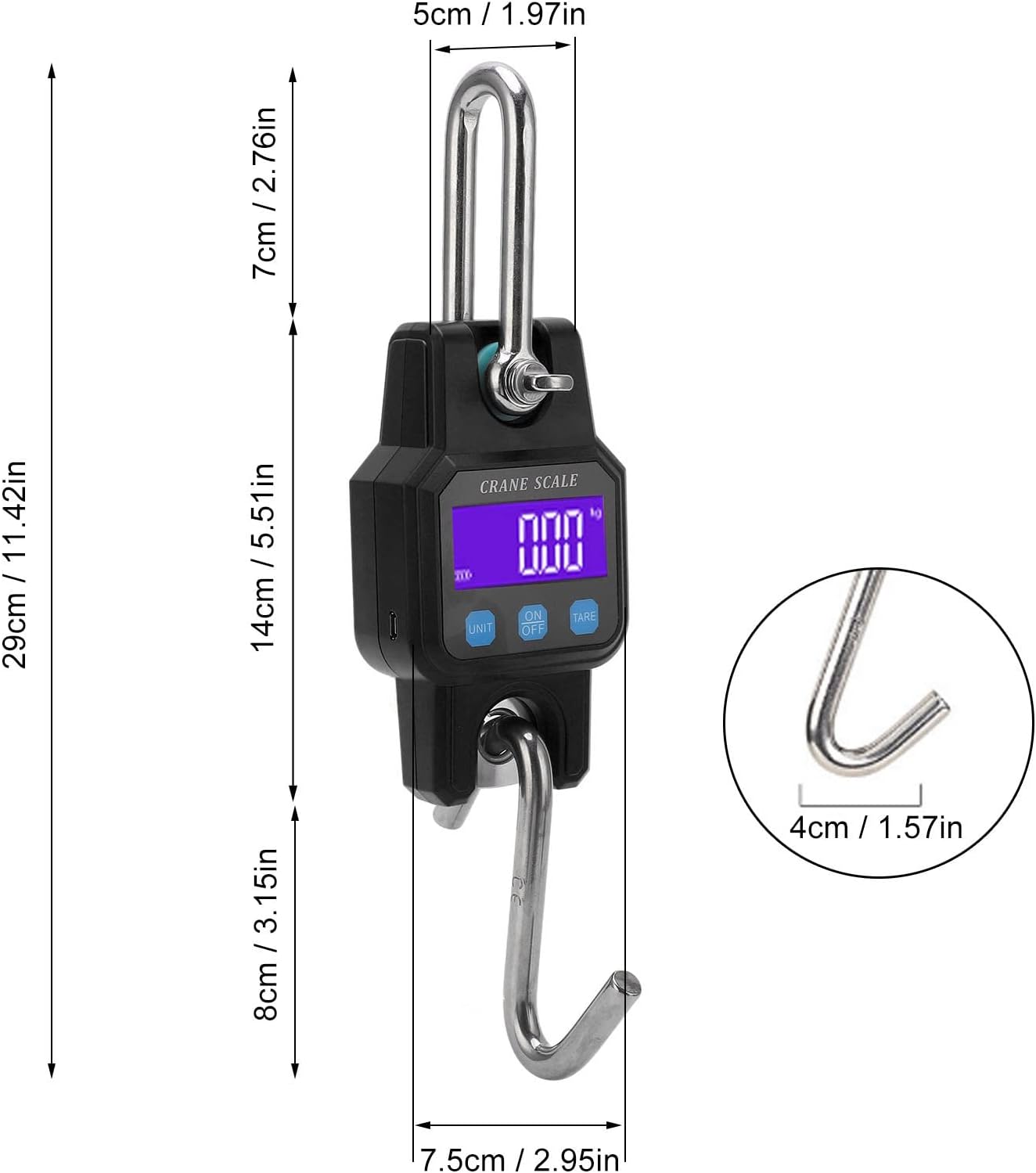 Utility Hanging Scale Tool Waterproof Digital Display LB KG N Luggage Scale Wide Application for Farm Weighing(Black)