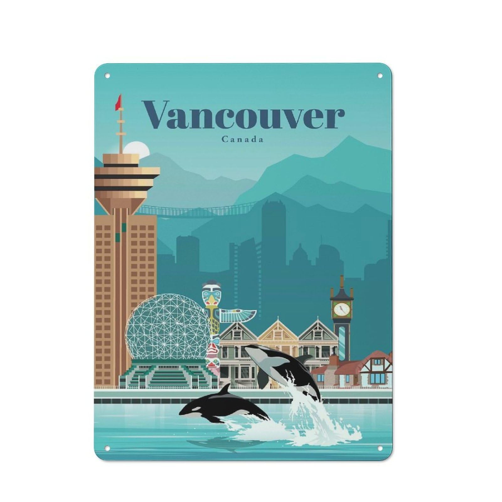 Junmoney Travel To Vancouver Tin Sign 40X30cm With For Home Bar Wall, Vintage Decor, Wall Decoration For A Recently Updated Home Bar
