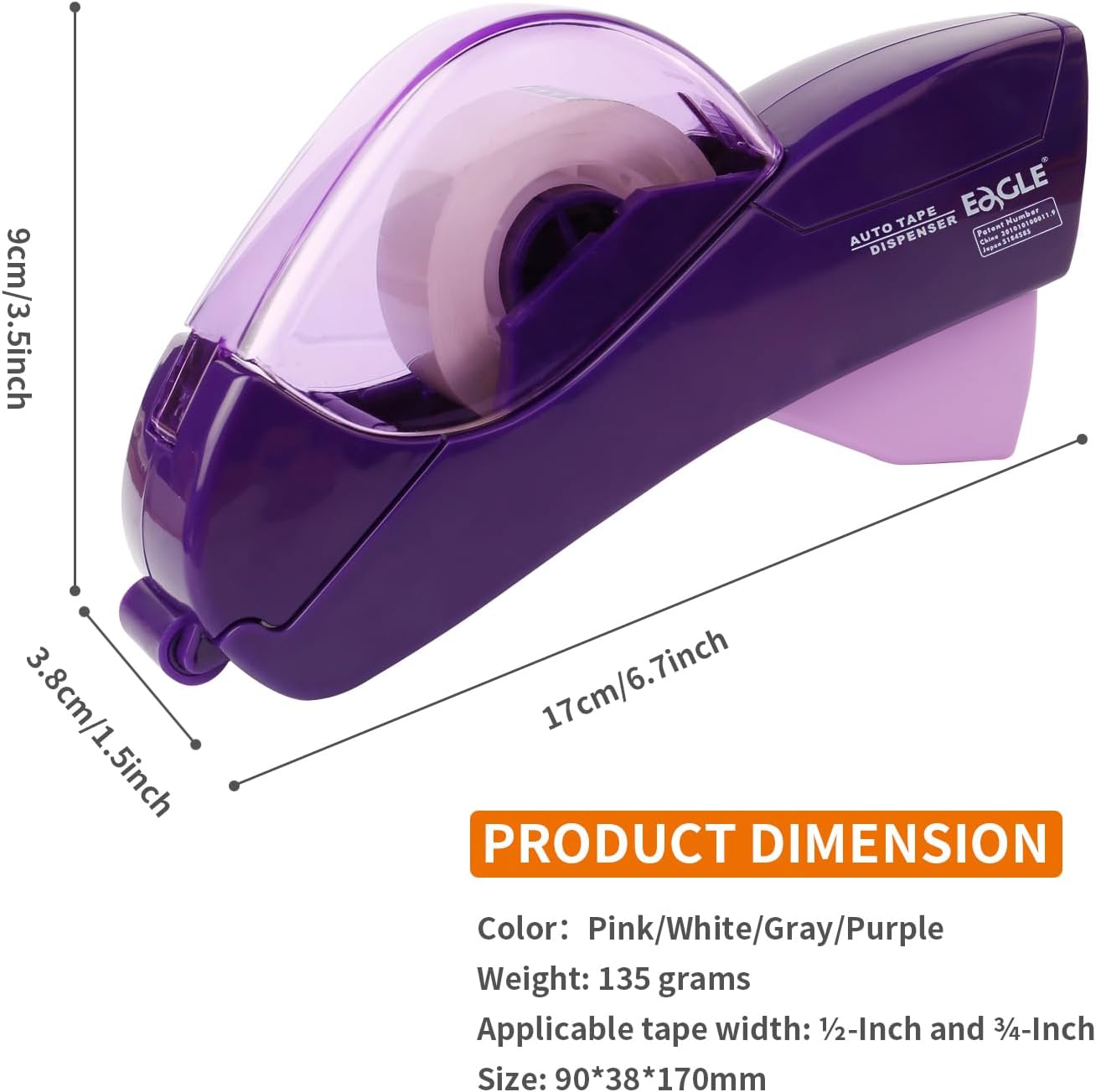 Eagle Automatic Tape Dispenser, Tape Gun, Single Handheld Design, Free 4 Roll of Tapes