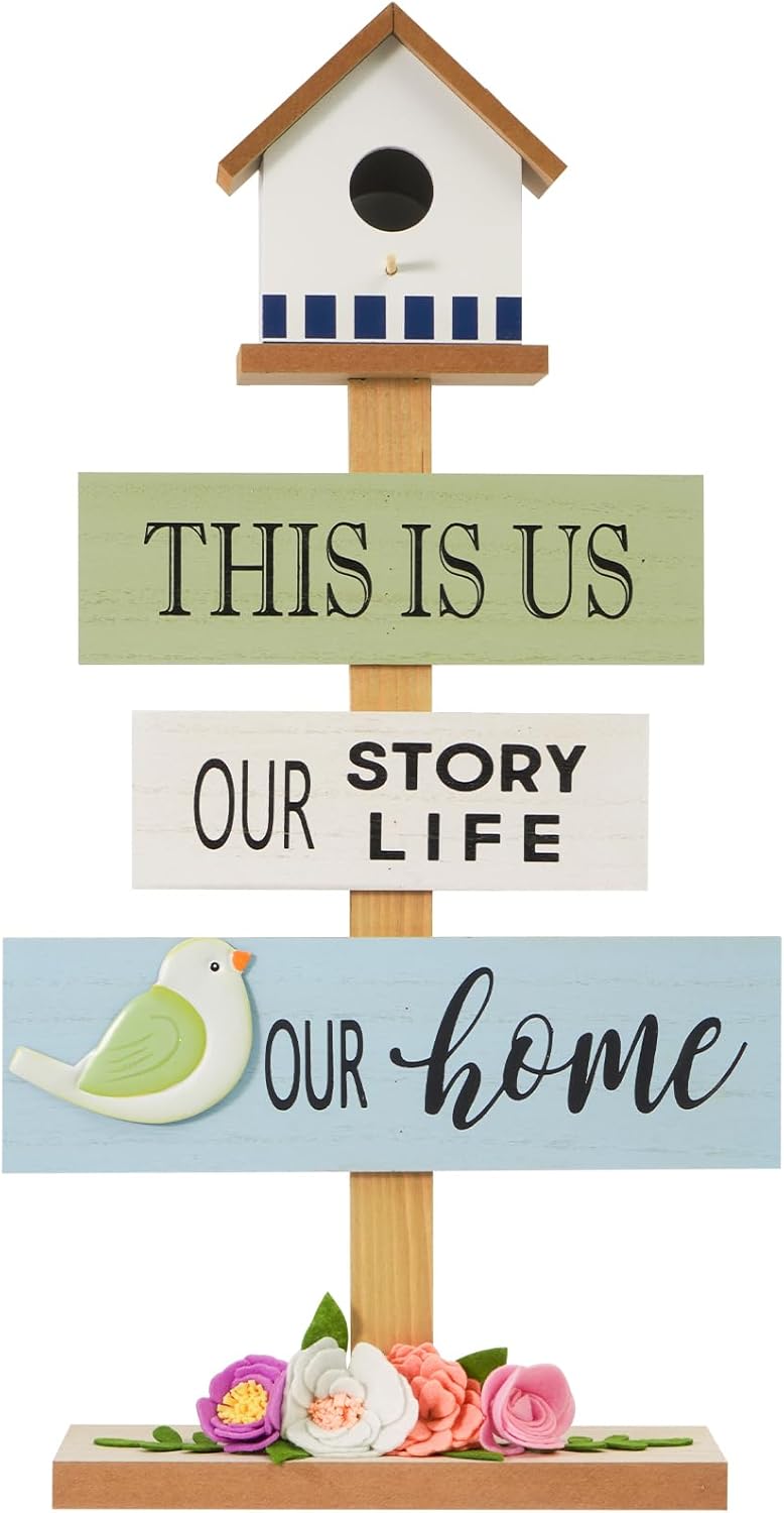 Spring Birdhouse Famrhouse Bird House for Outdoor Wooden Flower Bluebird House Spring Nesting Box Decorative Country Rustic Metal Roof Decorations Outside Patio Garden Decor