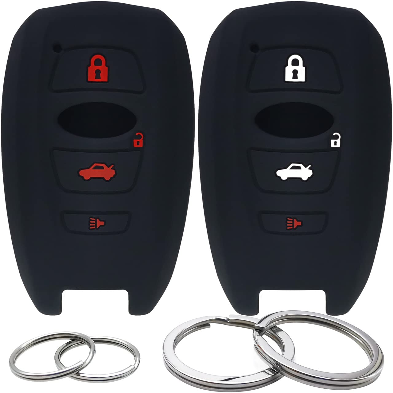 GFDesign 2 Pcs Silicone Key Fob Cover Remote Case Keyless Rubber Protector Holder Compatible with Subaru Ascent BRZ Crosstrek Forester Impreza Legacy Outback WRX STI XV Crosstrek 4 Buttons (Black)