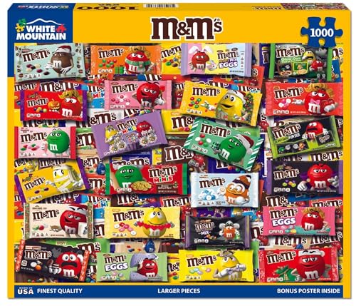 Rompecabezas White Mountain de 1000 piezas: Collage de comida con M&M's, piezas grandes, regalo para adultos y familias, 24" x 30" miniatura 1