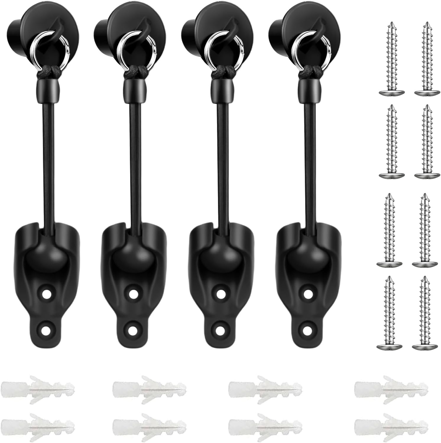 Coolaroo Replacement Parts Roller Shade Hardware Bungee Kit and End Cap Tie Downs for Coolaroo Outdoor Roller Shade (2, Black)