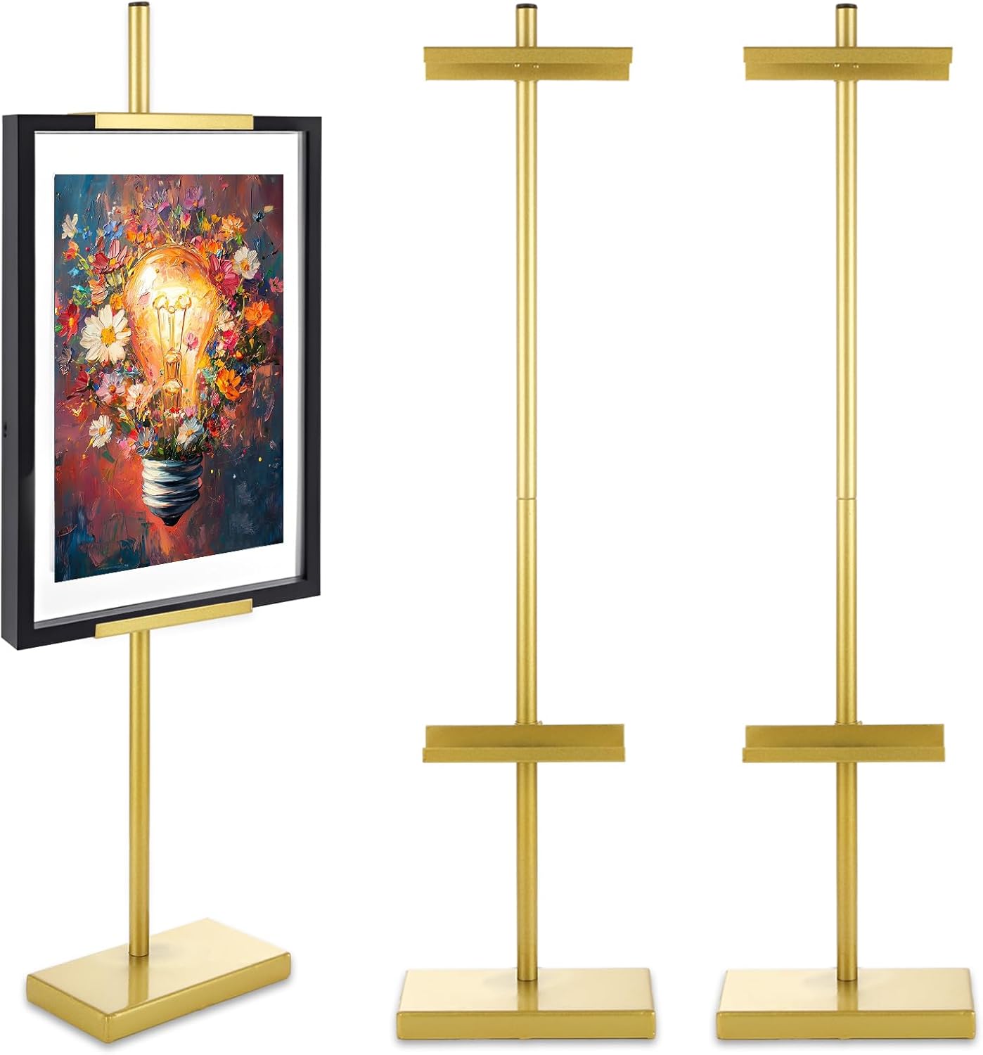 DAJAVE 2 Pack Adjustable Tabletop Easel Stand, Gold Picture Easels for Display, Picture Frame Stand for Art, Picture Frames, Photo Signs(29 Inch)