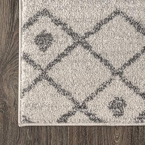 Image of JONATHAN Y Aksil Moroccan Beni Souk Cream /Gray Runner Rug, 2x8, Bohemian, Scandinavian, Easy-Cleaning for Living Room, Bedroom, Kitchen, Pet Friendly, Non-Shedding (MOH208B-28)