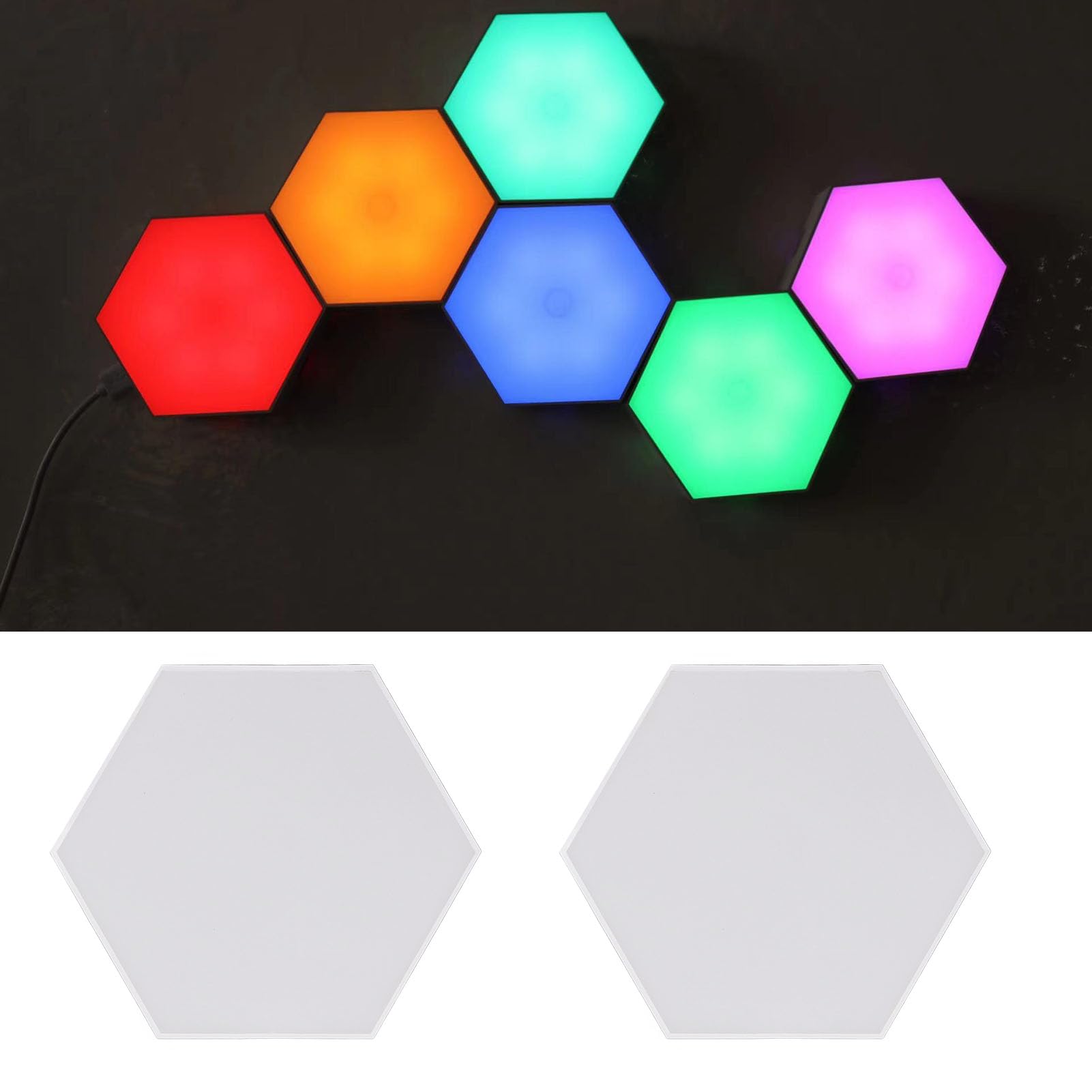 Bewinner 12 Ensembles de Panneaux D'éclairage Muraux Hexagonaux, Lumières Modulaires LED Hexagonales RVB Intelligentes, Lumières de Jeu à Synchronisation de Musique Cool, Appliques