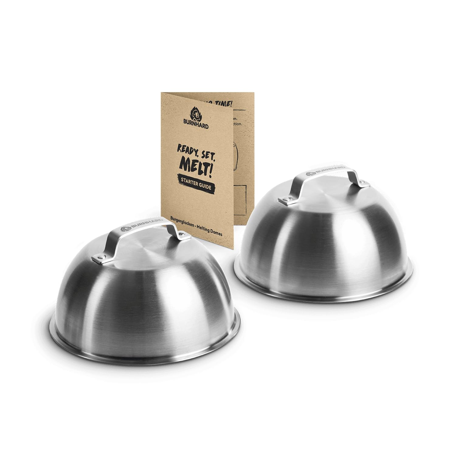 BURNHARD® Burgerglocken Set aus Edelstahl – 2er-Set Burgerglocken 16 x 9 cm – für Cheeseburger, Warmhalten & Dämpfen