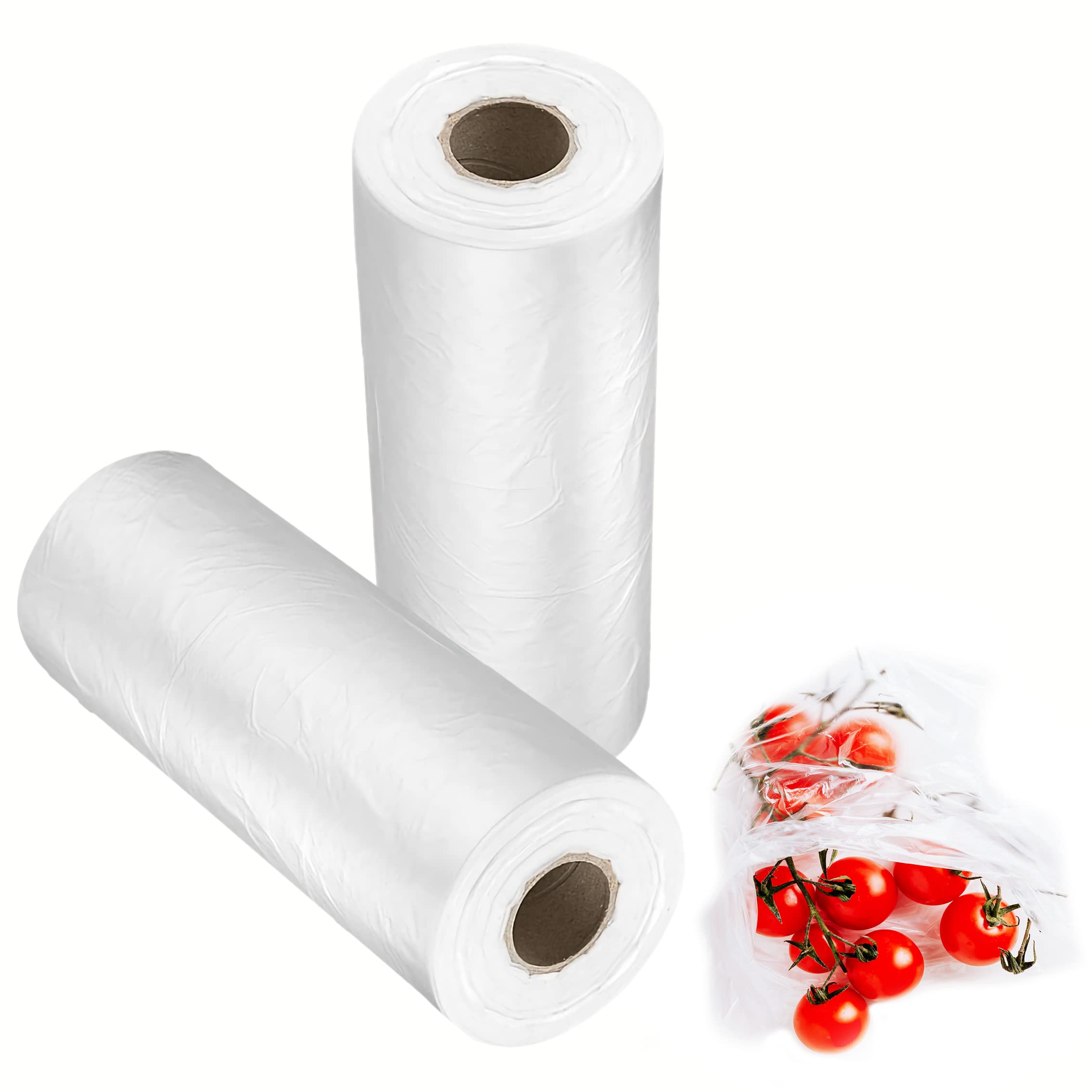 OausTect 12" X 20" Plastic Produce Bag on a Roll, Clear Food Storage Bags for Fruits Vegetable, 350 Bags/Roll (8 Rolls)
