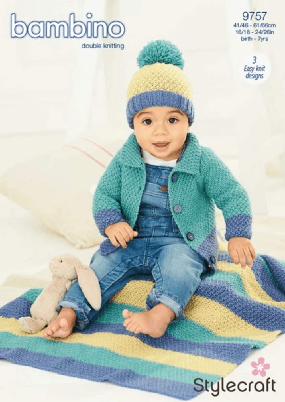Stylecraft Bambino DK Pattern 9757 - Cardigan, Hat and Blanket