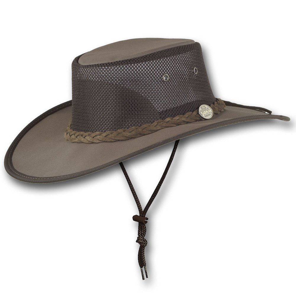 Barmah HatsWide Brim Canvas Cooler Hat 1087 (Large, Brown)