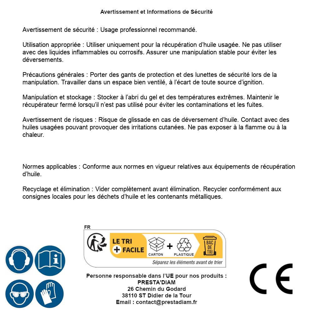 D-Work Recuperatore di olio mobile 55 l, capacità 55 l, mobile e pratico, acciaio, pro