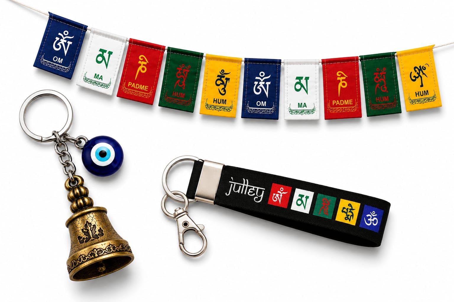 V2-fashion COMBO OF 3 Premium Guardian Bell | Tibetan Bike Flag & Julley keychain Good Luck Charm with Premium Gift pack for Bike,Car Gifting Etc(Set 3 pack of 1)-image-41
