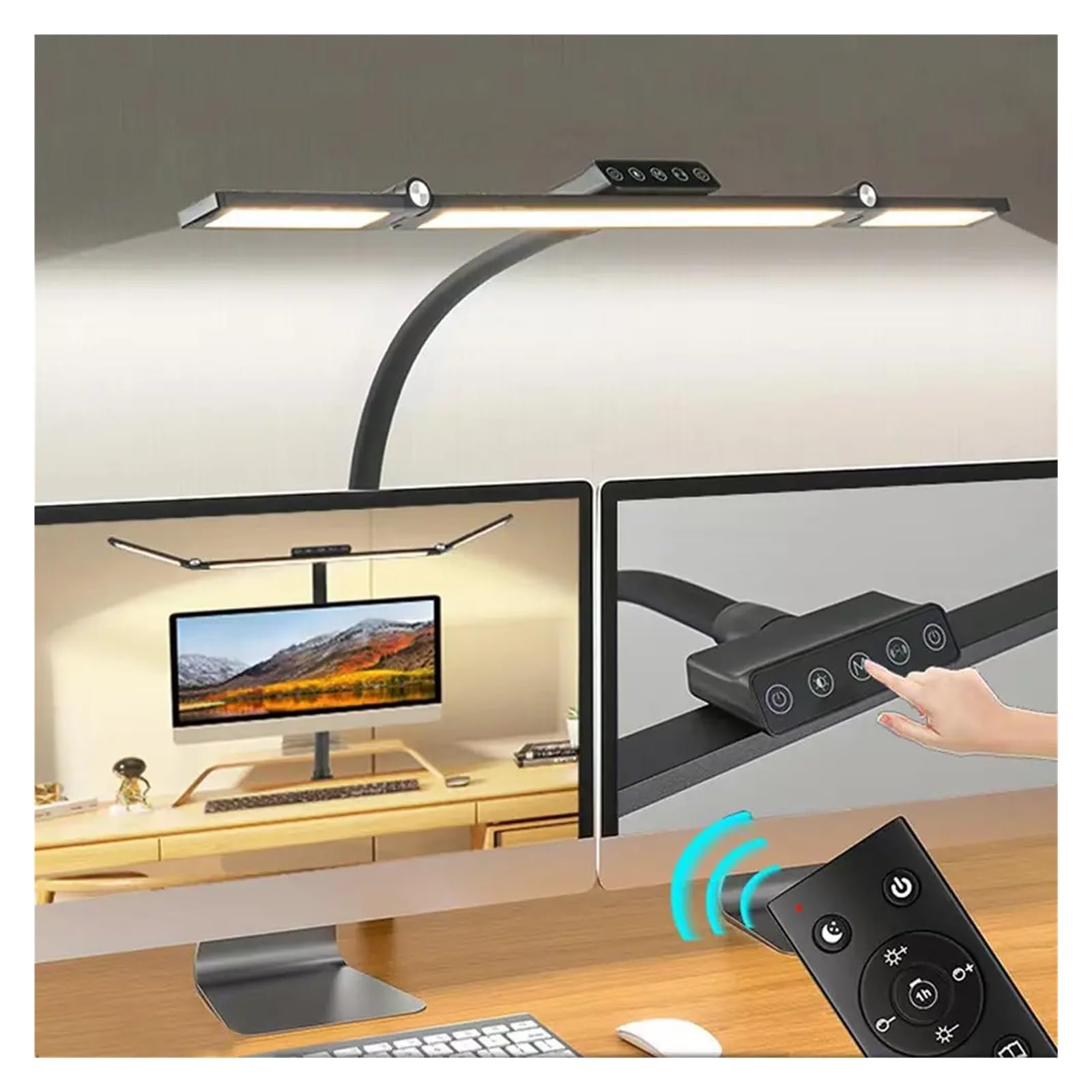 Lampada da scrivania a LED a braccio lungo con morsetto Lampade da tavolo a LED dimmerabili sensibili al tocco da 24 W for architetto da ufficio con Ctonroller remoto for lo studio