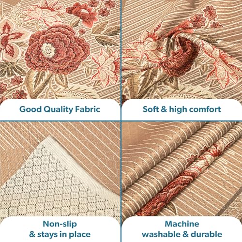 Image of Kuber Industries Net Cotton Sofa Covers 5 Seater | Sofa Protector Cover for Living Room | Sofa Cloth Cover for Home Decor & Office | Soft Sofa Slipcovers | Paradise 1137 - Brown