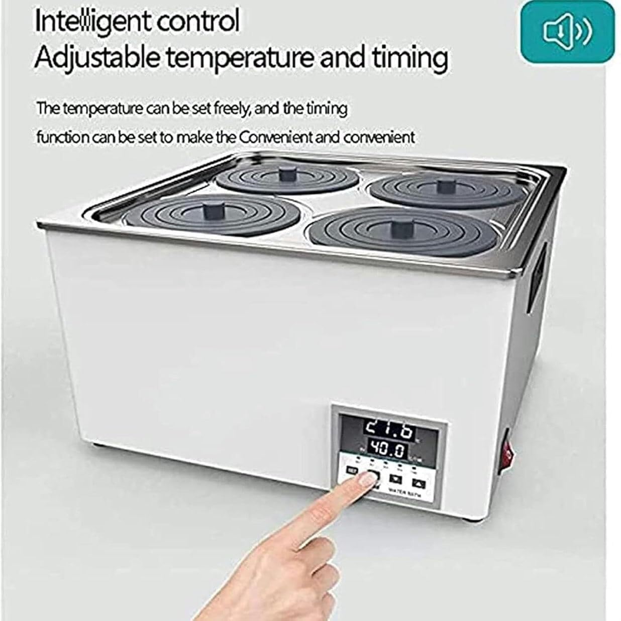 Lab Water Bath, Capacity Lectric Heating Thermostatic Lab Water Bath Stainless Steel Liner, Anti-Dry Burning, Perfect for Lab, School Teaching & Commerical(4Holes)