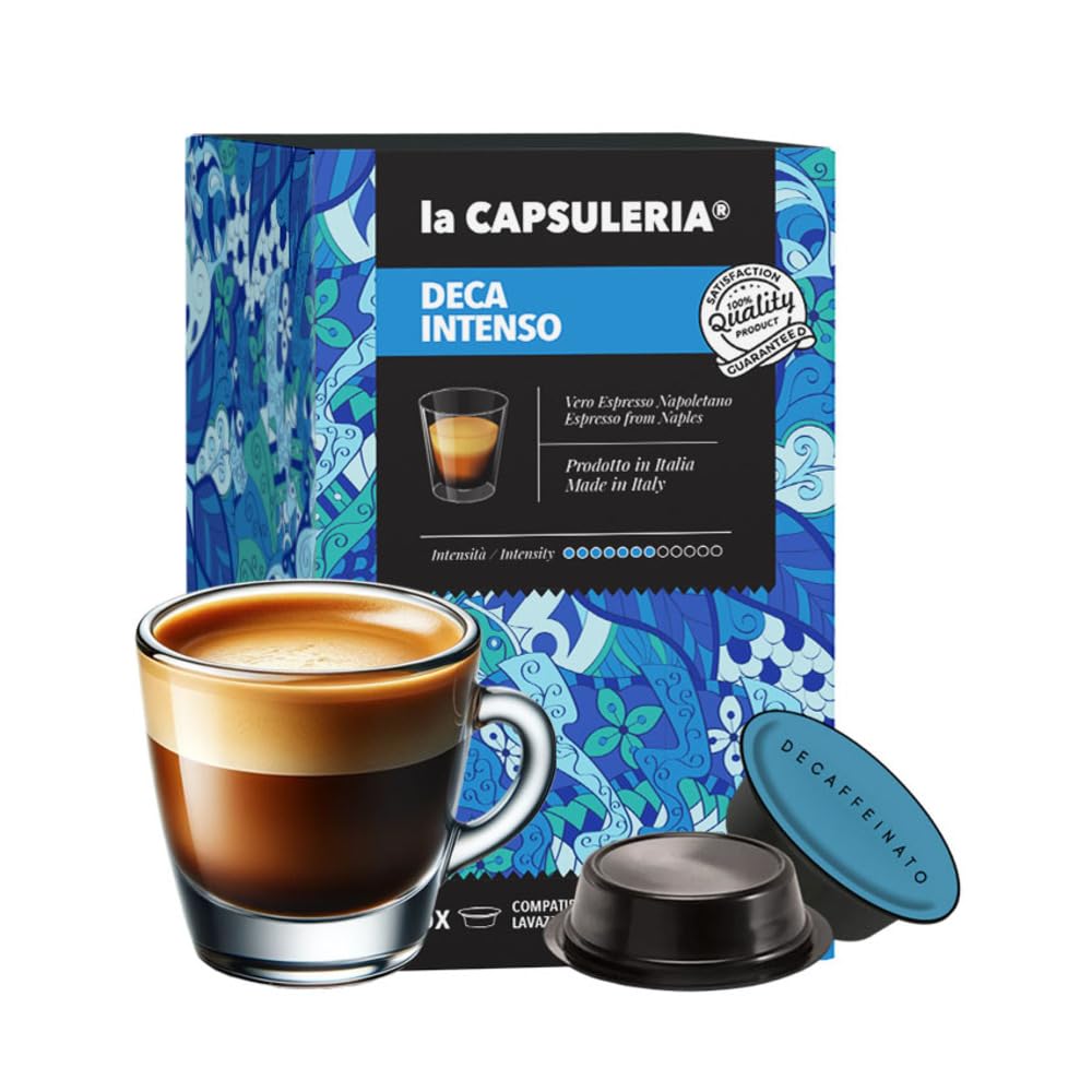 Caffè DECA, intenso (192 Capsule) compatibili con Lavazza A Modo Mio, 12 Box da 16 Capsule, gusto ricco e deciso, senza caffeina, espresso equilibrato da gustare in ogni momento (La Capsuleria)