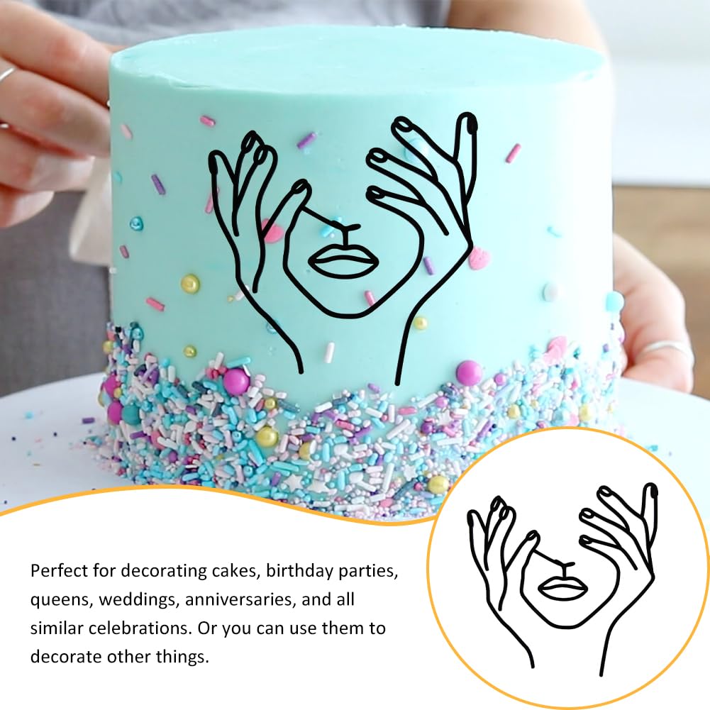 Tortendeko Frau Acryl Cake Topper Gesicht - Schwarze Torten Deko Für Geburtstag Und Partys Skihelm Deko