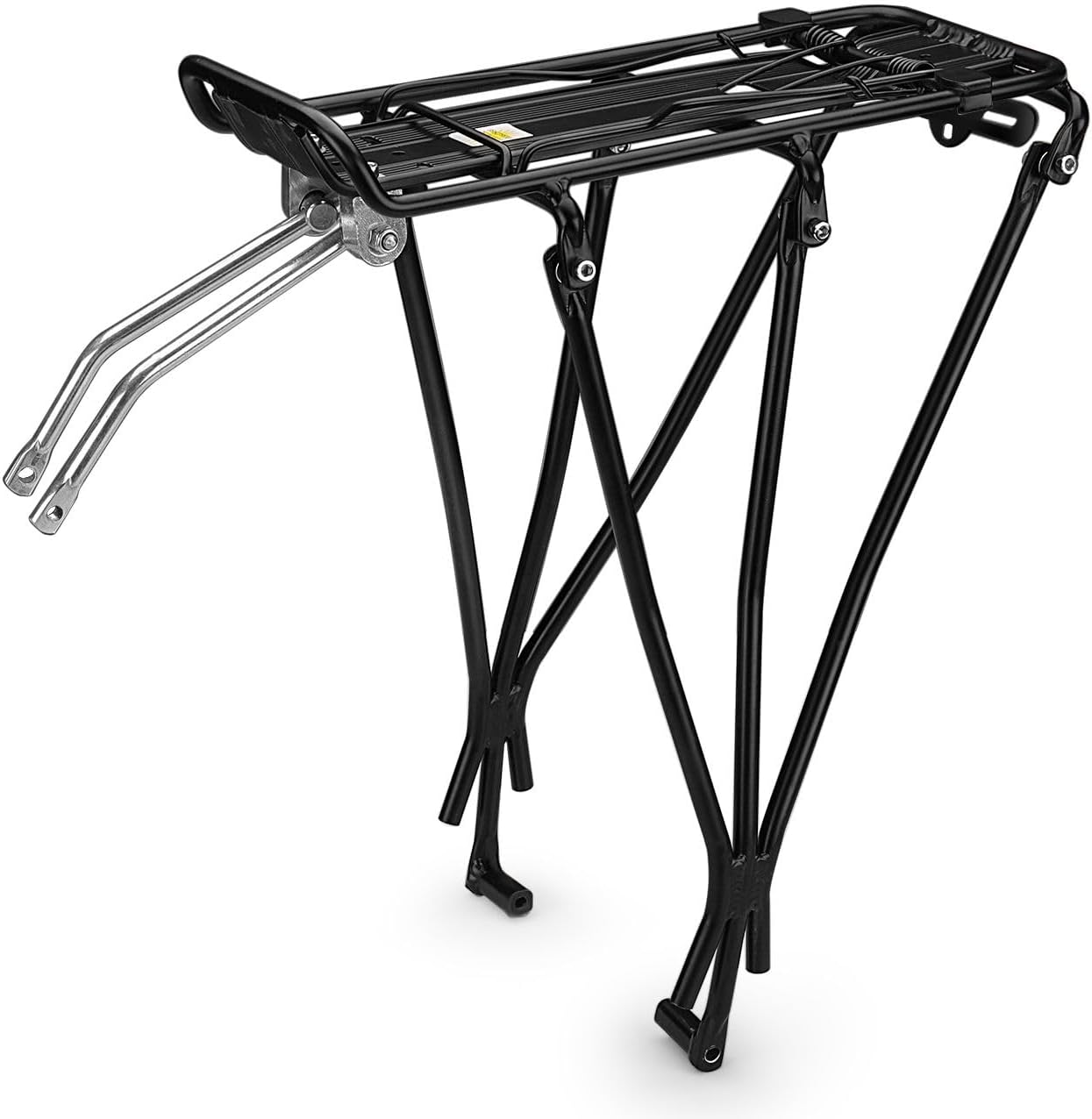 Flexzion Bike Rear Rack - 110lb Capacity Adjustable Aluminum Bicycle Cargo Carrier for 26-28 Inch Wheels Universal Luggage Platform for City Commuter & Touring Rides with Hardware Included