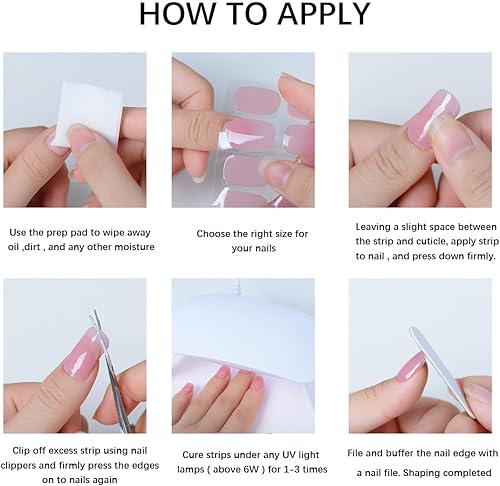 Miniatura 5 de Tiras de uñas de gel semicuradas, 20 unidades, calcomanías de uñas de gel de calidad de salón, tiras de gel semicuradas de larga duración,