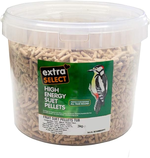 Extra Select High Energy Fruit Suet Pellets Wild Bird Treat Tub, 3 kg