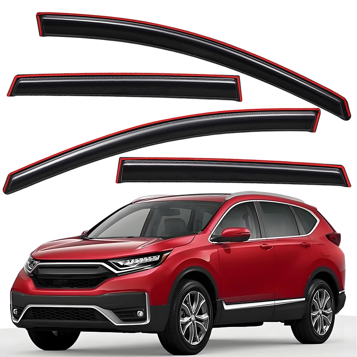 Lightronic Extra Durable Clip-on in-Channel Auto Vent Window Visor, Fits 2017-2022 Honda CR-V (CRV), UV Protection Rain Guard, Original Wind Deflector, No-Drill Easy Install, Dark Smoke, 4-Pcs