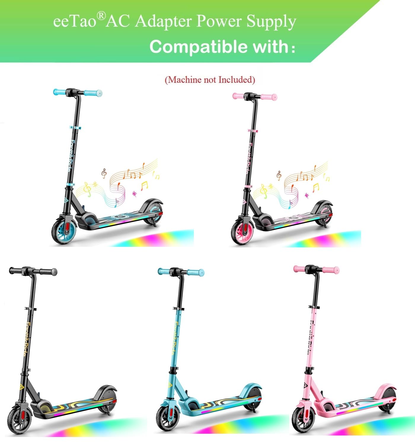 eeTao 25.2V 0.5A AC/DC Adapter Charger Compatible with FanttikRide C9 / C9 Apex / C9 Pro 21.6V 2.5Ah Lithium-ion Li-ion Battery Electric Scooter 25.2VDC 500mA DC25.2V 25.2 Volt Power Supply Cord Cable