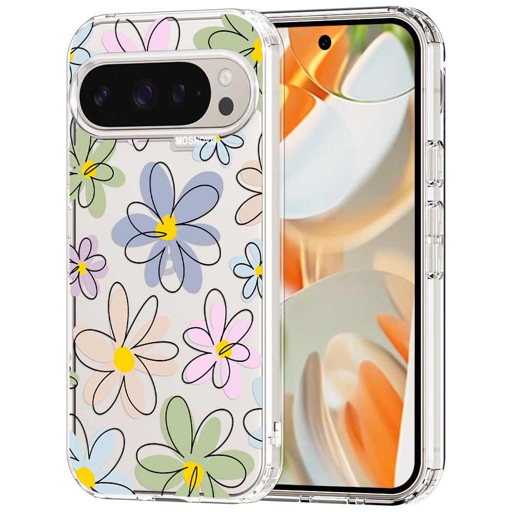 MOSNOVO Case for Google Pixel 9 & Pixel 9 Pro, [Buffertech 6.6ft Military-Grade Drop Protection] [Anti Peel Off Tech] Clear TPU Bumper Phone Case Cover Design - Great Wave — view 8