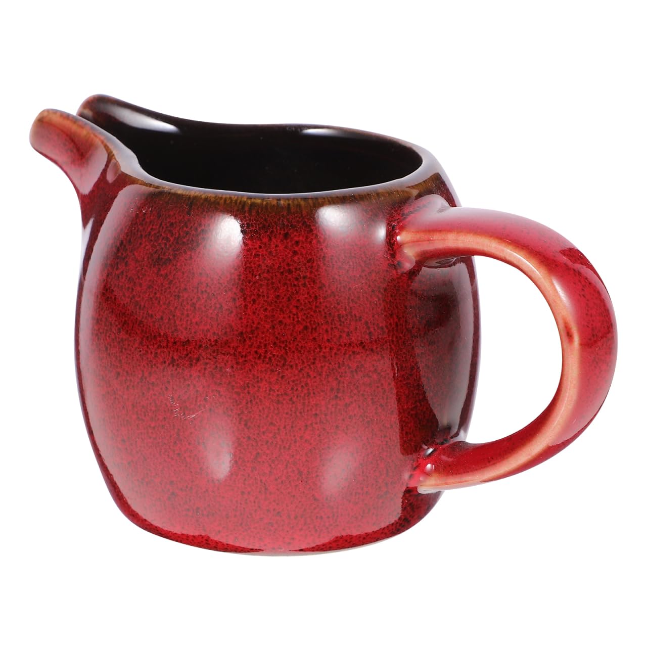Amosfun Ceramic Milk Pitcher with Spout and Handle - Elegant Red Creamer for Coffee Tea and Sauces, 4.33 X 2.67 X 2.12 Inches