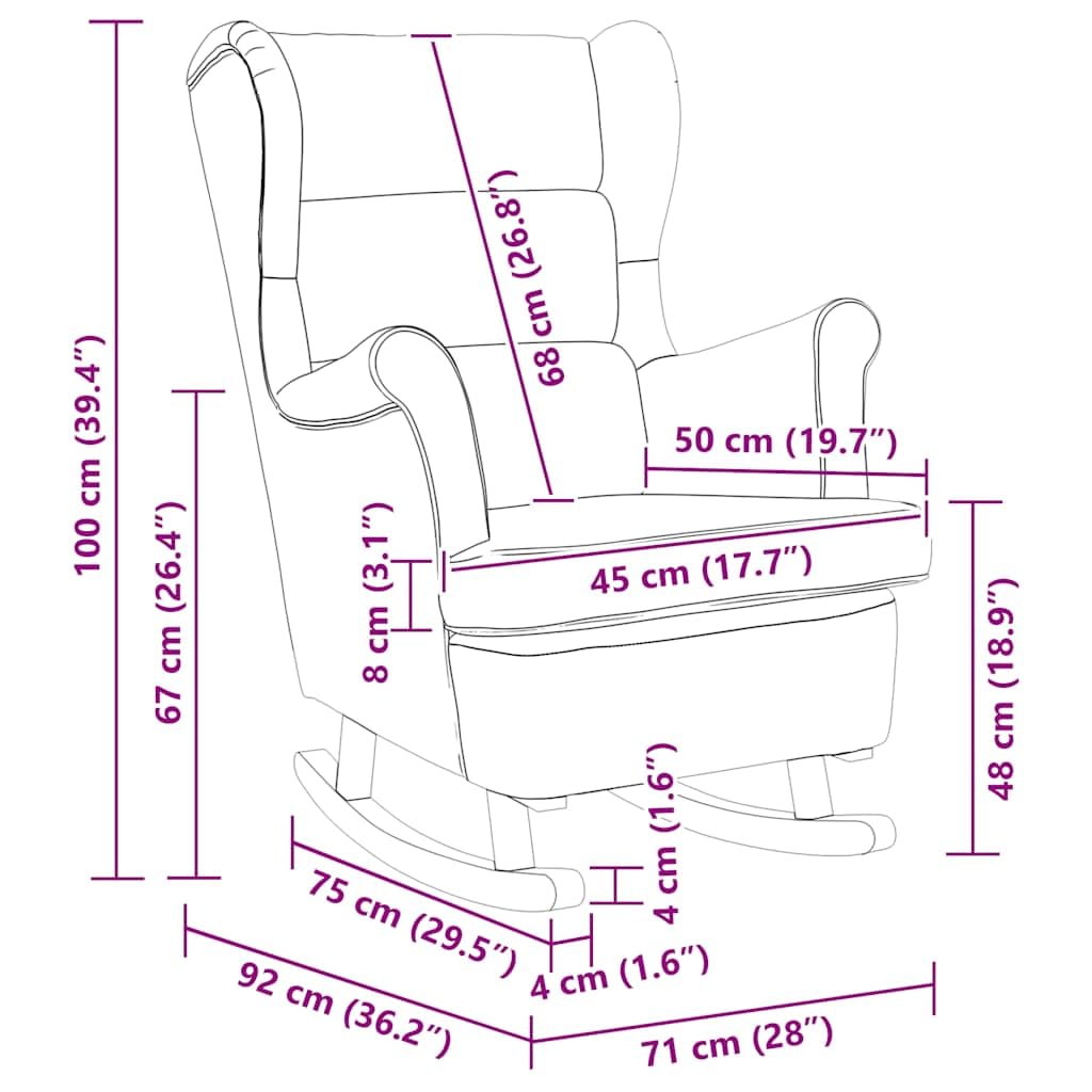 vidaXL Sedia a Dondolo Crema 74x90x102 cm in Tessuto, sedia, sedia da salotto, sedia relax, sedia a sdraio, posti a sedere, dondolo, sedia relax