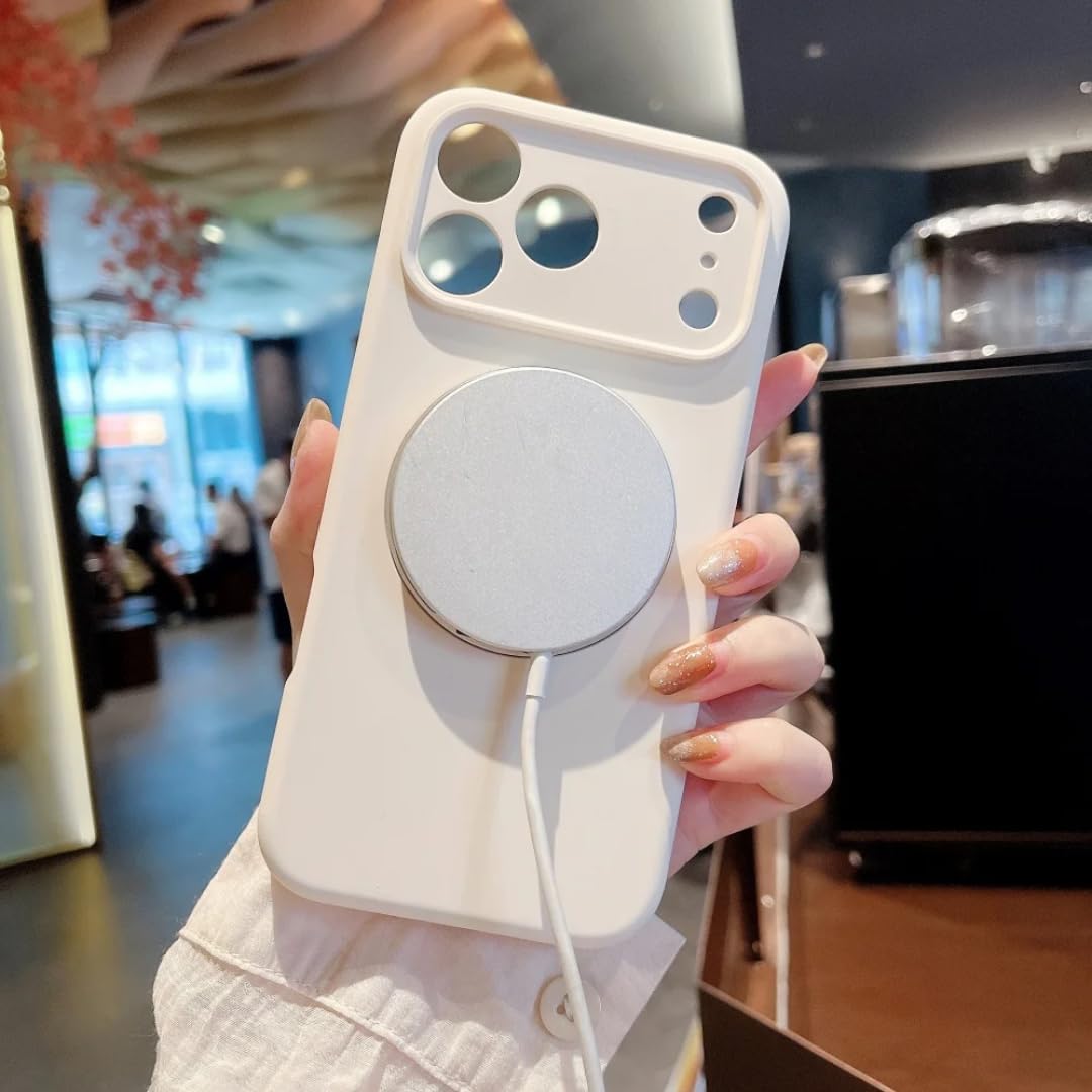 Custodia con supporto magnetico in silicone liquido girevole per iPhone 14 con ricarica wireless e cover invisibile (per iPhone 14/bianco)