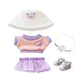 Clothes for Dolls Accessories, Stylish Kawaii Purple Outfit Set 5 Pieces Suitable for 15cm 17cm Doll , Doll Hat Clothing Set Replacement