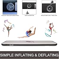 Vista 6 de Colchonetas de gimnasia y entrenamiento inflables, 4 pulgadas de grosor, incluye bolsa de transporte, bomba de inflar eléctrica, para uso doméstico
