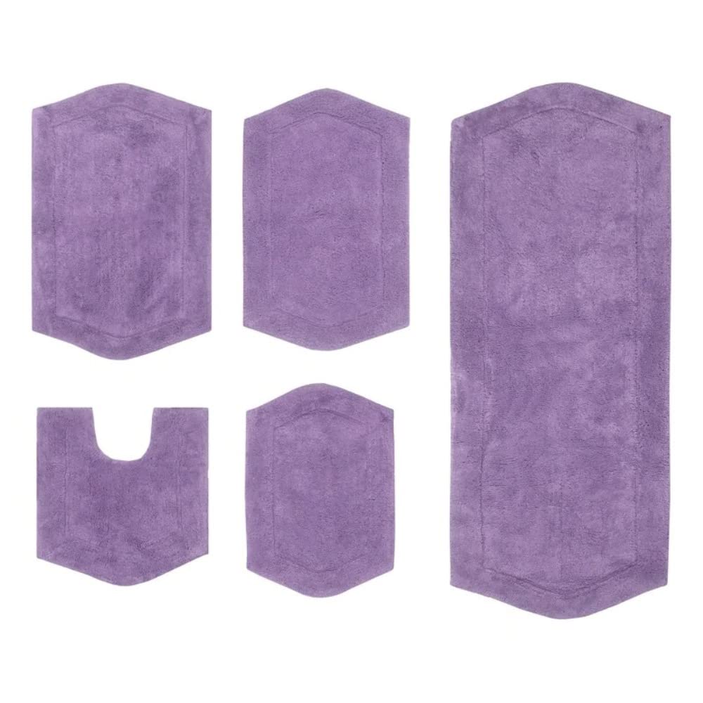 Luxurious 100 Absorbent Cotton Bath Rugs for Bathroom Set of 5 Pretty Durable Design Rectangle Shape Extra Thick