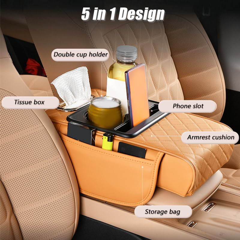 YOFAB Copri Bracciolo Auto per Suzuki Vitara AllGrip 2015-2025, Auto Bracciolo in Pelle PU Pad, Cuscino Console Centrale Imbottitura Braccio per SUV, Camion,A Black