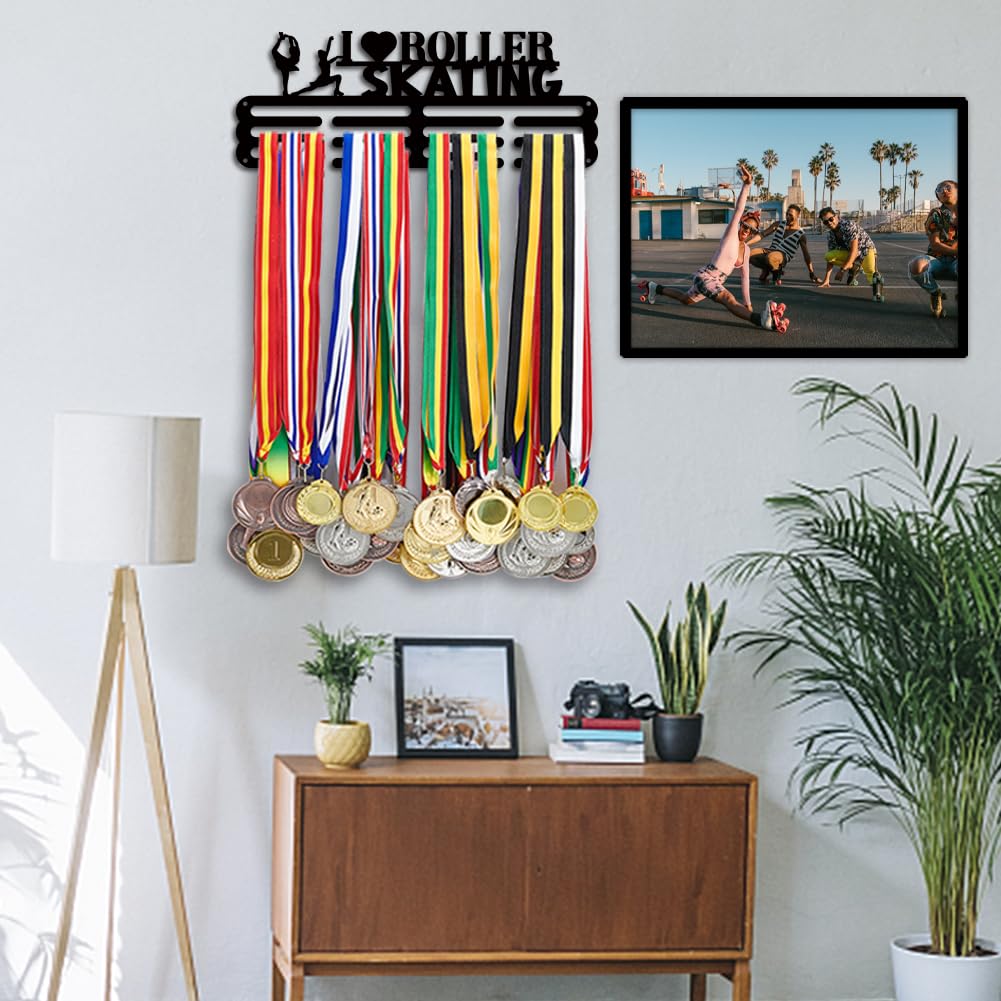 PH PandaHall Soporte para medallas de patinaje sobre ruedas, soporte de cinta deportiva, soporte para medallas, medallas, premios, medallas, soporte de pared, gancho escalonado para medallas para más