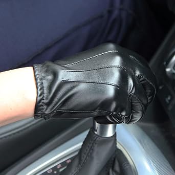 YAMEIZE Men Leather Touchscreen Gloves Warm - Winter PU Leather Gloves for Dress Party Outdoor Driving