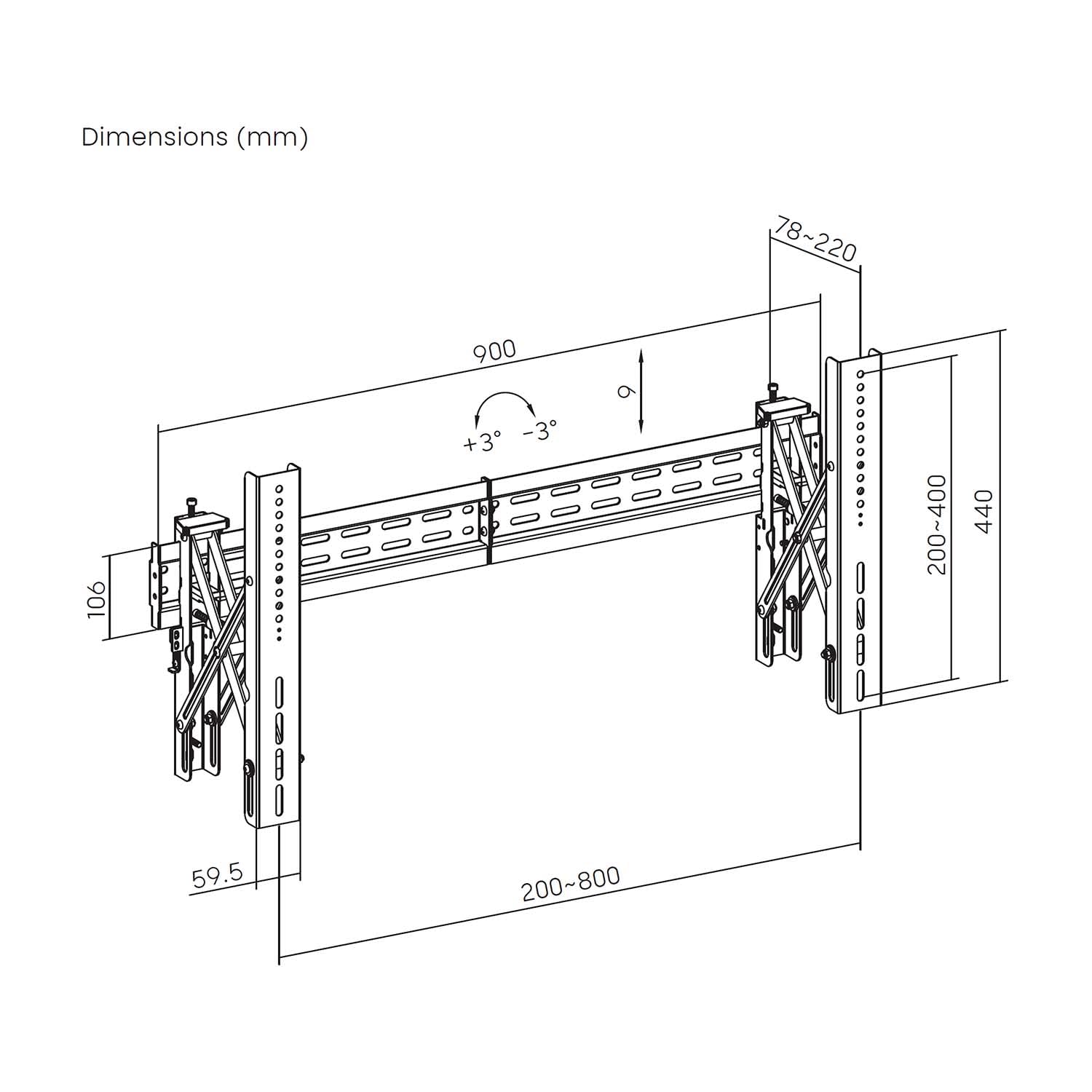 AISENS - VW70LPOX-257 - Soporte para Videowall Nivelable y Función Pop-out para TV 70Kg de 37-70, Negro