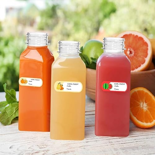 Miniatura 3 de Etiquetas para botellas de jugo, calcomanías para botellas de jugo de frutas, 1 x 3 pulgadas, etiquetas para botellas de jugo, leche y otras