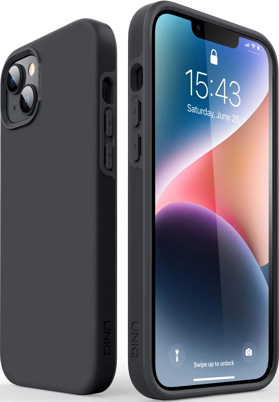 TEAM LUXURYDesigned for iPhone 14 Plus Case, [UNIQ Series] PC+Soft Silicone TPU Shockproof Protective Phone Cases for Apple iPhone 14 Plus 6.7" - (Black)