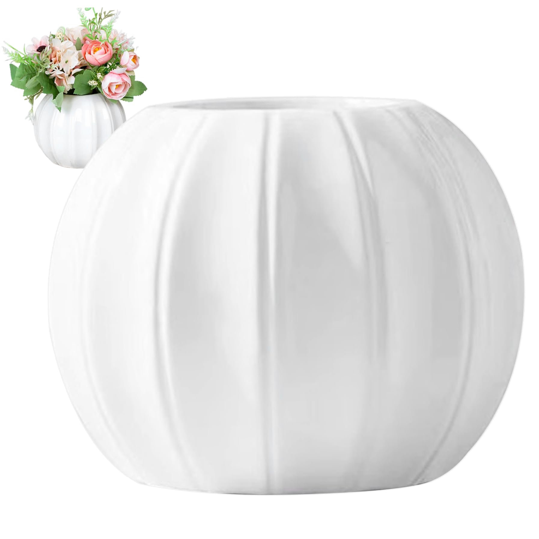 Jarrón de calabaza cerámico de 4.5 pulgadas para flores secas en otoño