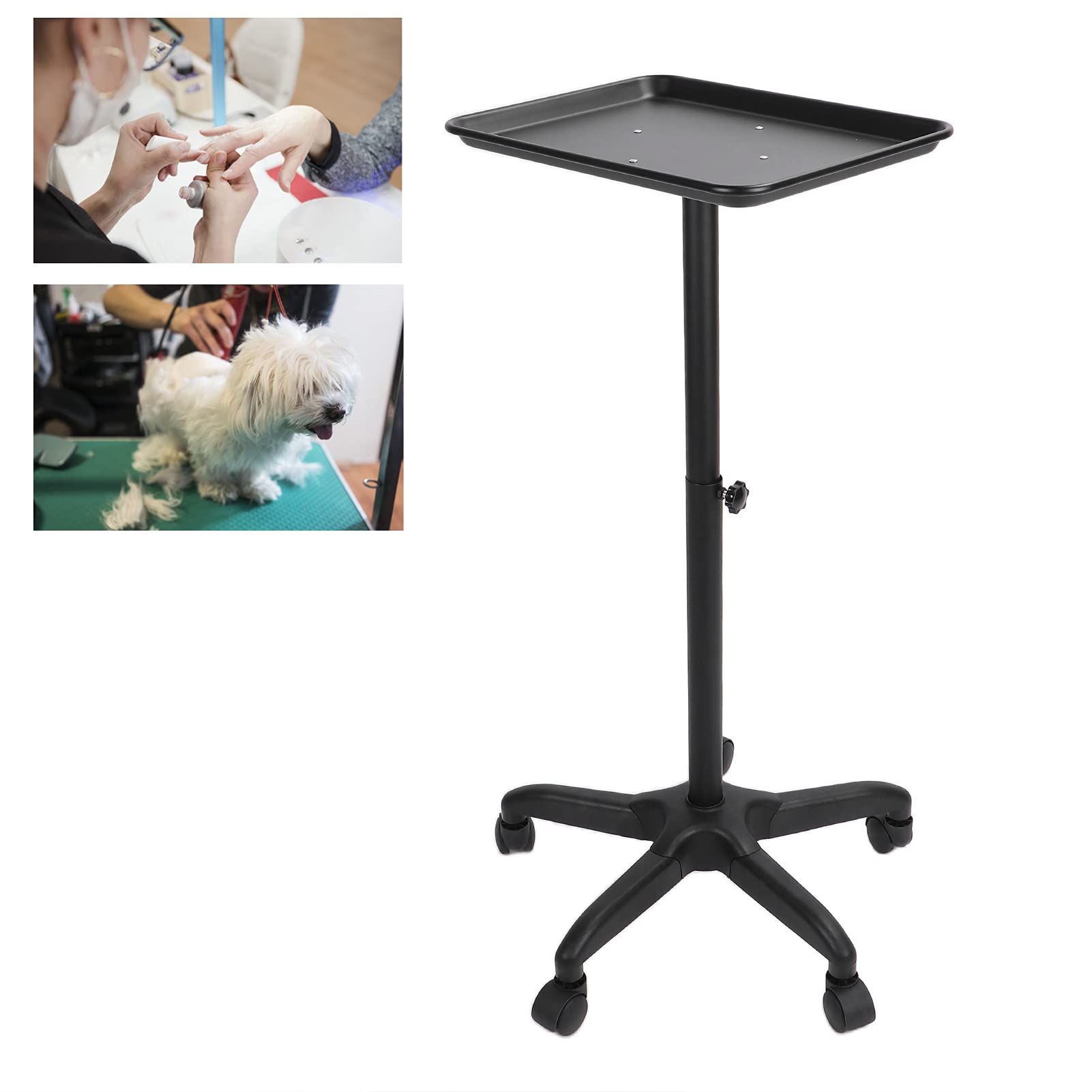Bandeja de Tatuaje para Carrito de salón, Carrito de Bandeja de salón con Plataforma de Almacenamiento, Equipo con Ruedas y Altura Regulable, para Carro Dental, Accesorio para Belleza