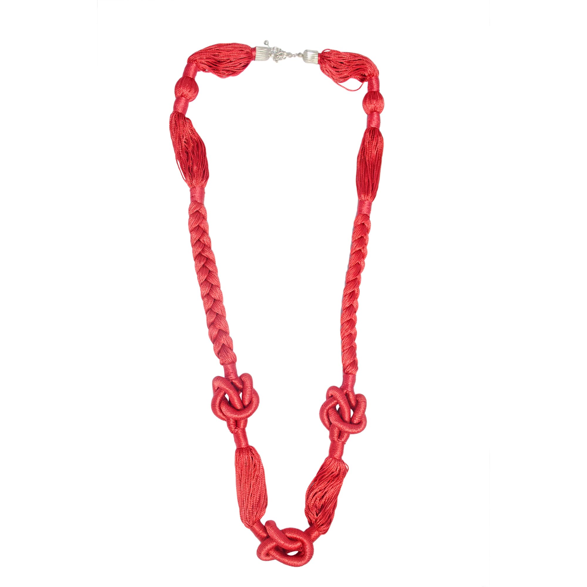 Pure Hands Oasis Mirage Silken Reveries - Handcrafted Opera length Skin-Friendly Satin Thread Necklaces Braids Knots in Mars Red