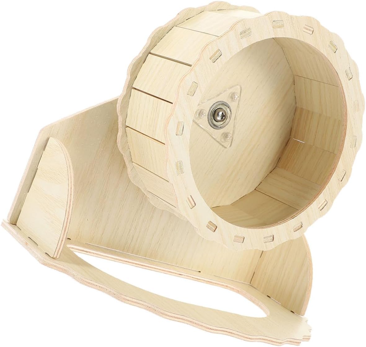 Levemolo Silent Hamster Running Wheel Stand 19cm, Wooden Small Pet Exercise Wheel for Guinea Pigs, Hedgehogs, Chinchillas, Gerbils – Quiet Activity for Small Animals